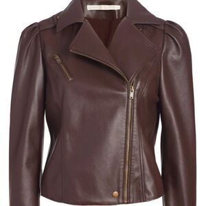 EUC $298 Marie Oliver Maeve Faux Vegan Faux Moto Style Jacket Brown Size XL